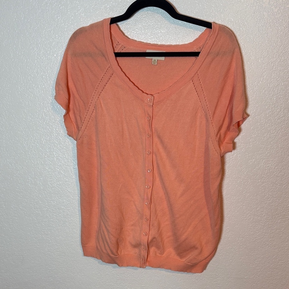 ModCloth Peach Cap Sleeve Cardigan Cottagecore Feminine Size 2X
